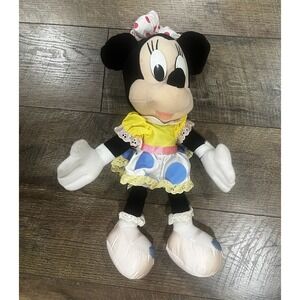Vintage 80s Disney Nursery Dress Minnie Mouse Plush Stuffed Animal 18"
